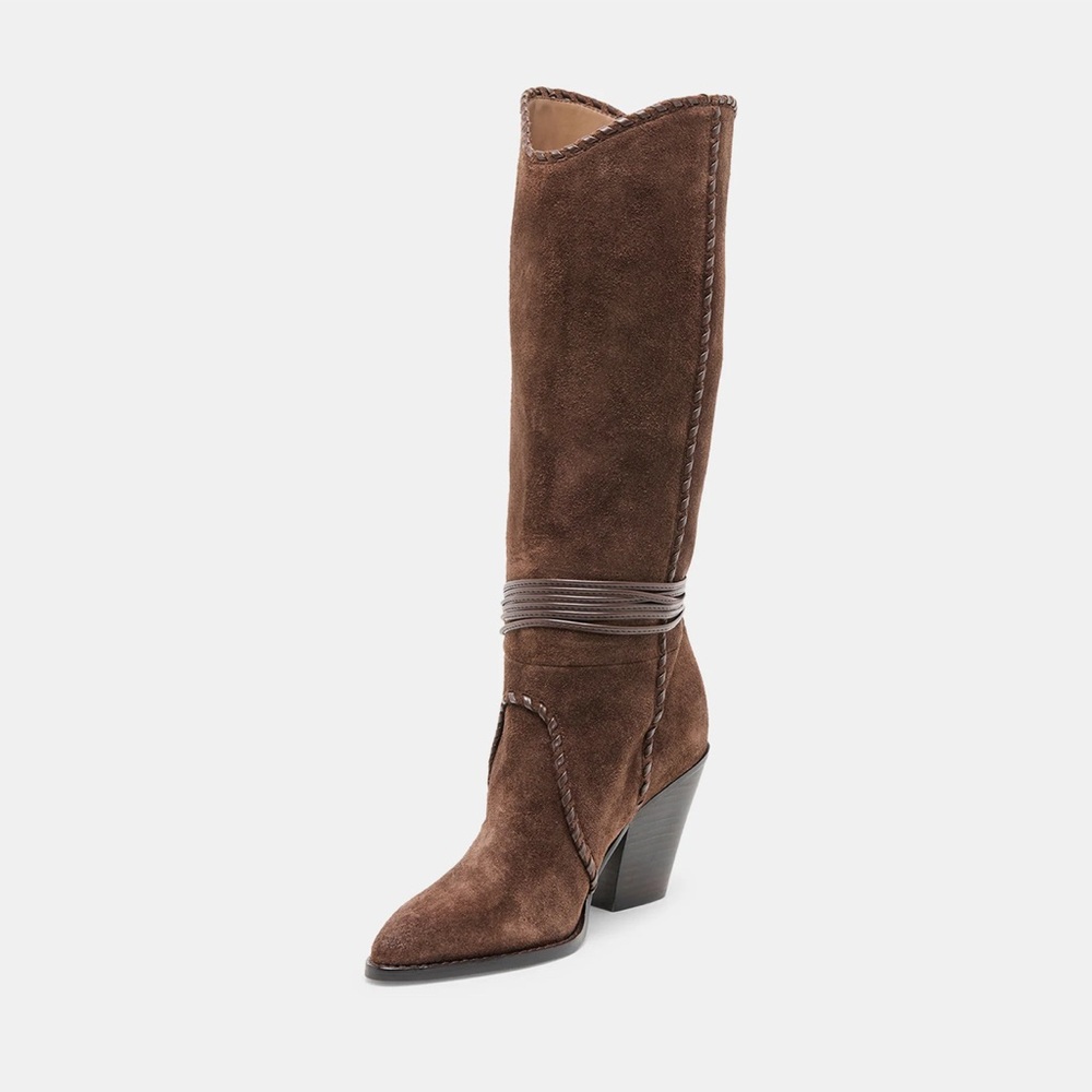 Dolce Vita Jody Boots Dk Brown Suede Heeled Boots 7.5 festival - Picture 5 of 10